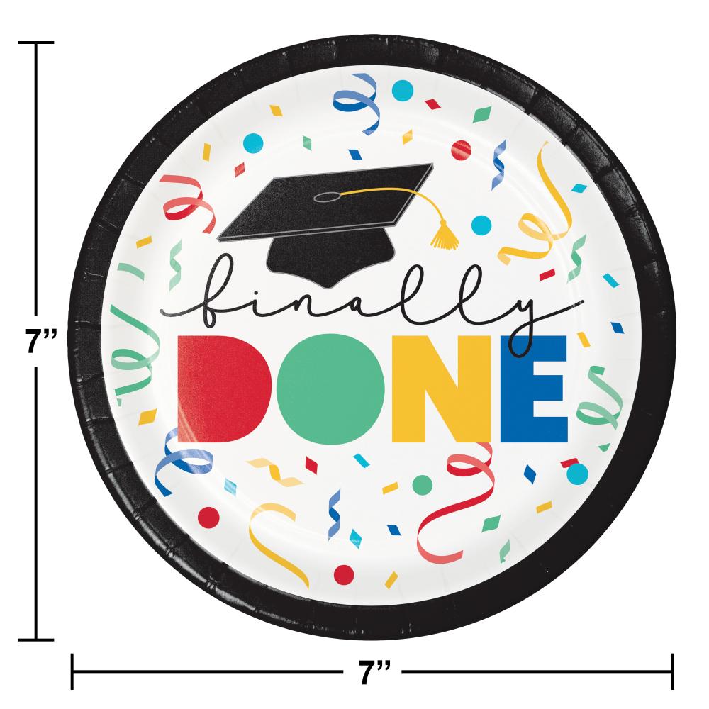 Grad Cap Toss "Done" Paper Dessert Plate (8/Pkg) by Creative Converting