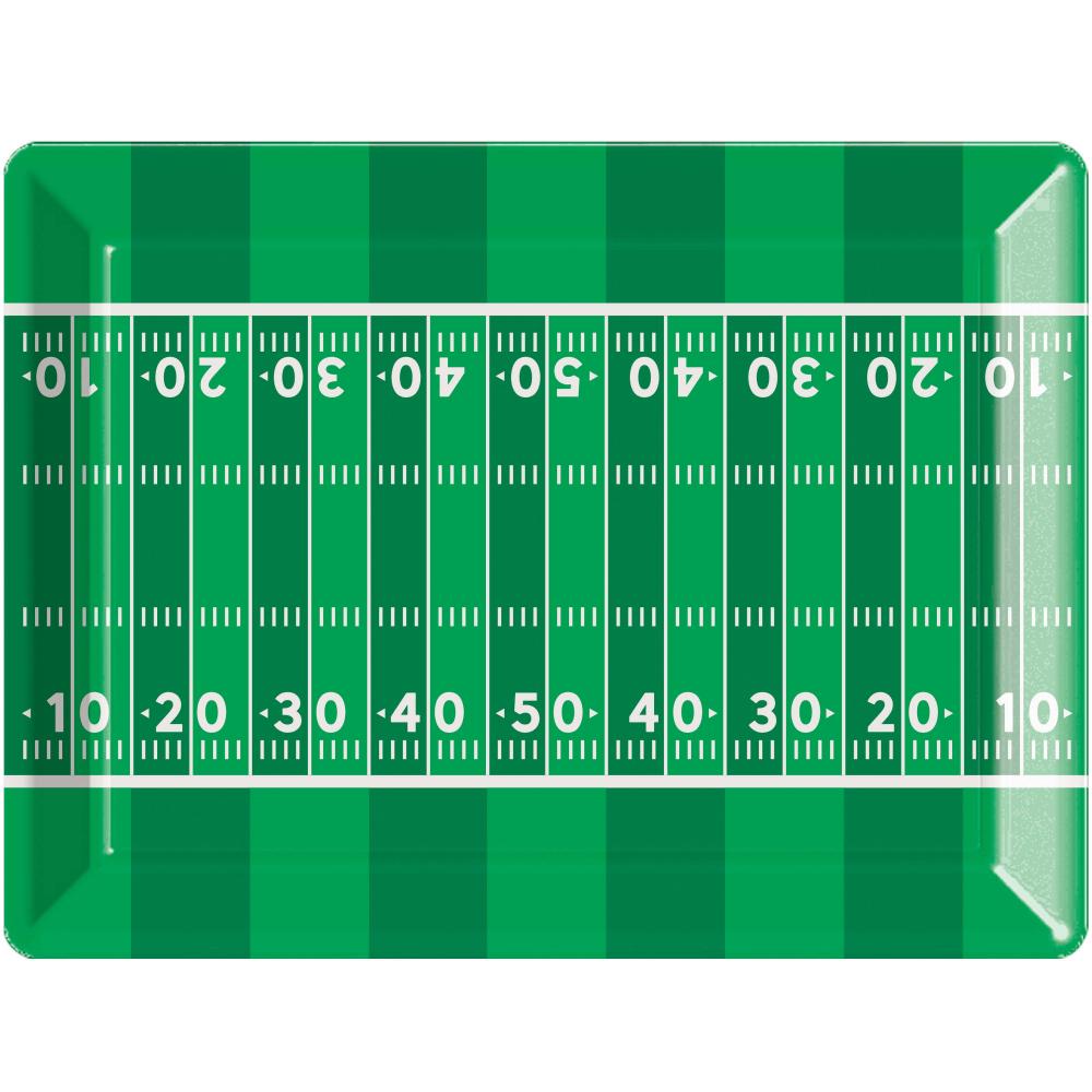 12 pc Bulk Tailgate Decor Plastic Tray, Football 10" x 14"