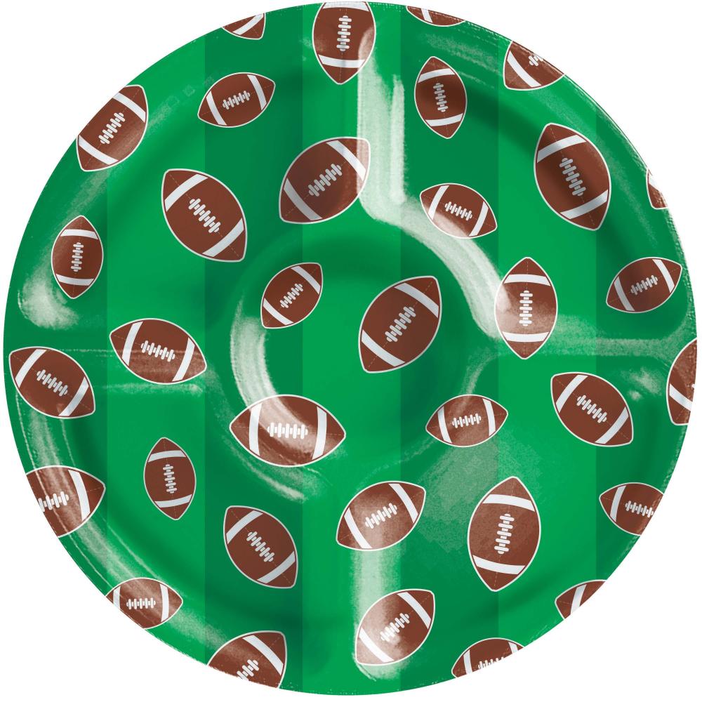 6 pc Bulk Tailgate Decor Football Plastic Compartment Tray
