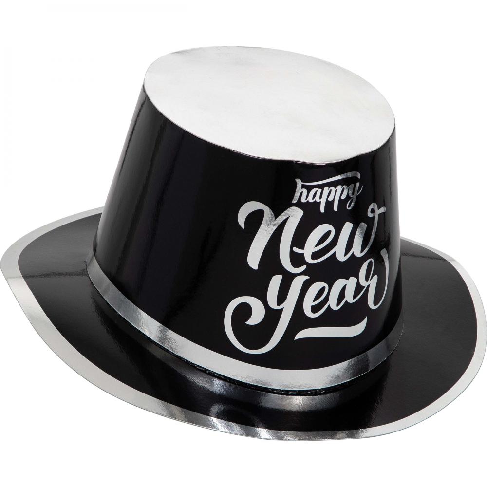12 pc Bulk New Year's Black and Silver Top Hat