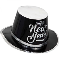 12 pc Bulk New Year's Black and Silver Top Hat