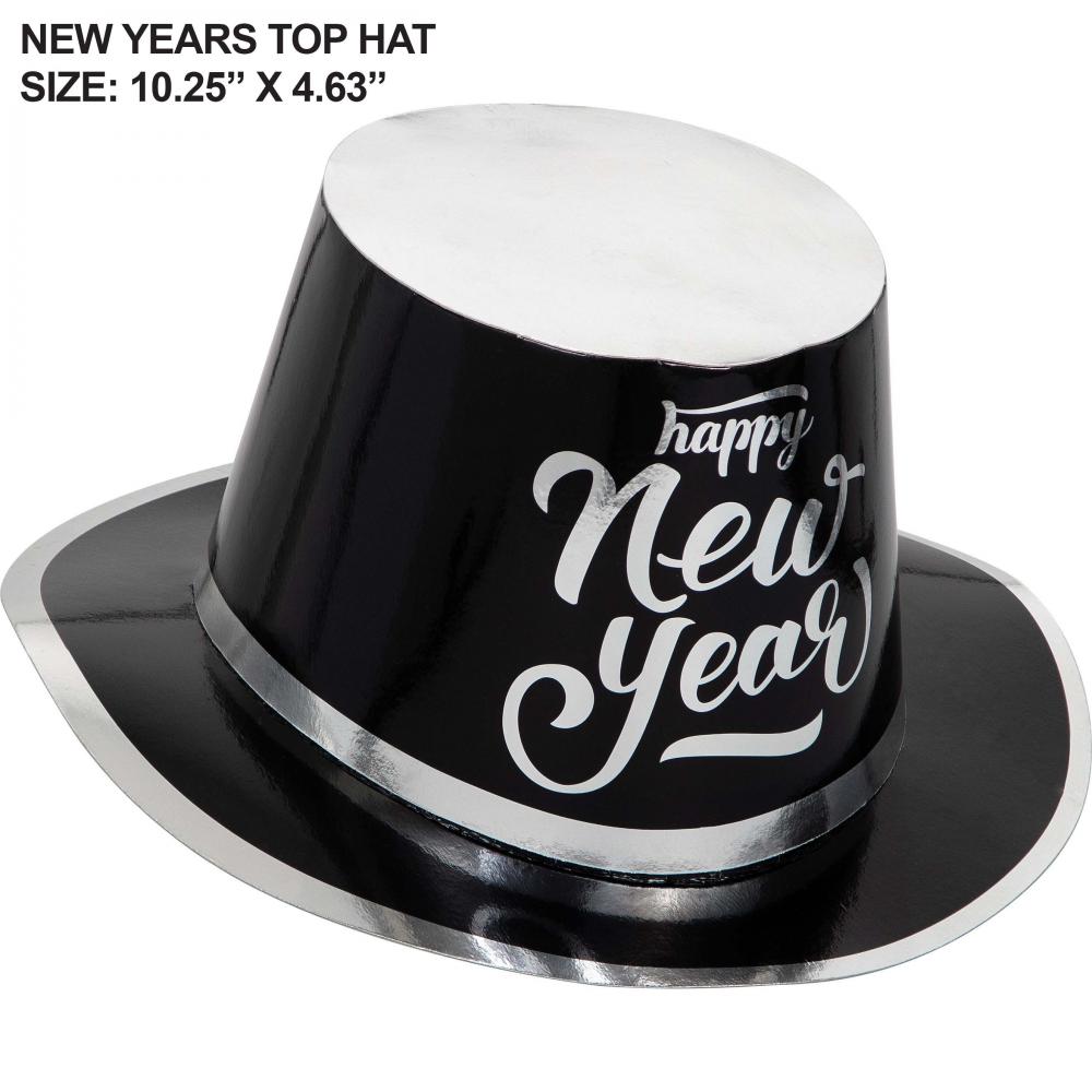New Year's Black and Silver Top Hat (Case of 12) by Creative Converting