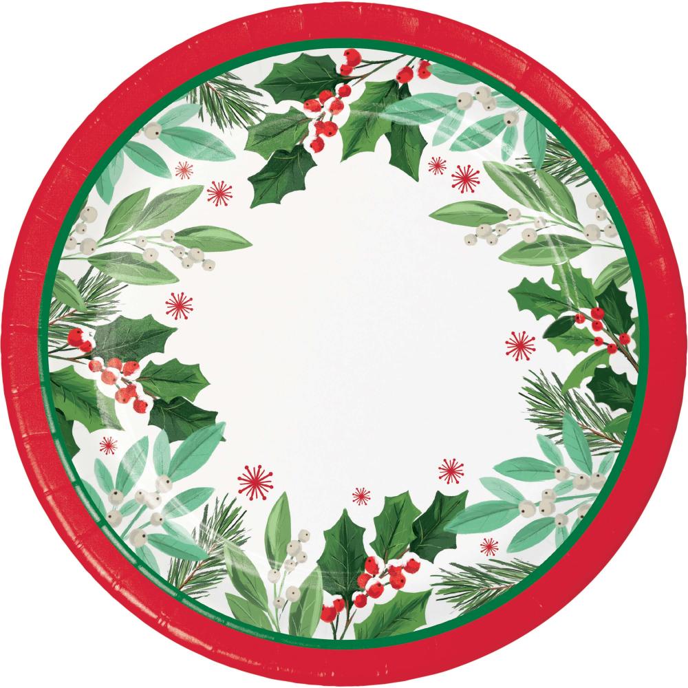 96 pc Bulk Holly Jolly Christmas Paper Dinner Plate