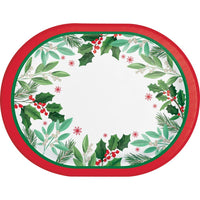 96 pc Bulk Holly Jolly Christmas Paper Oval Platter