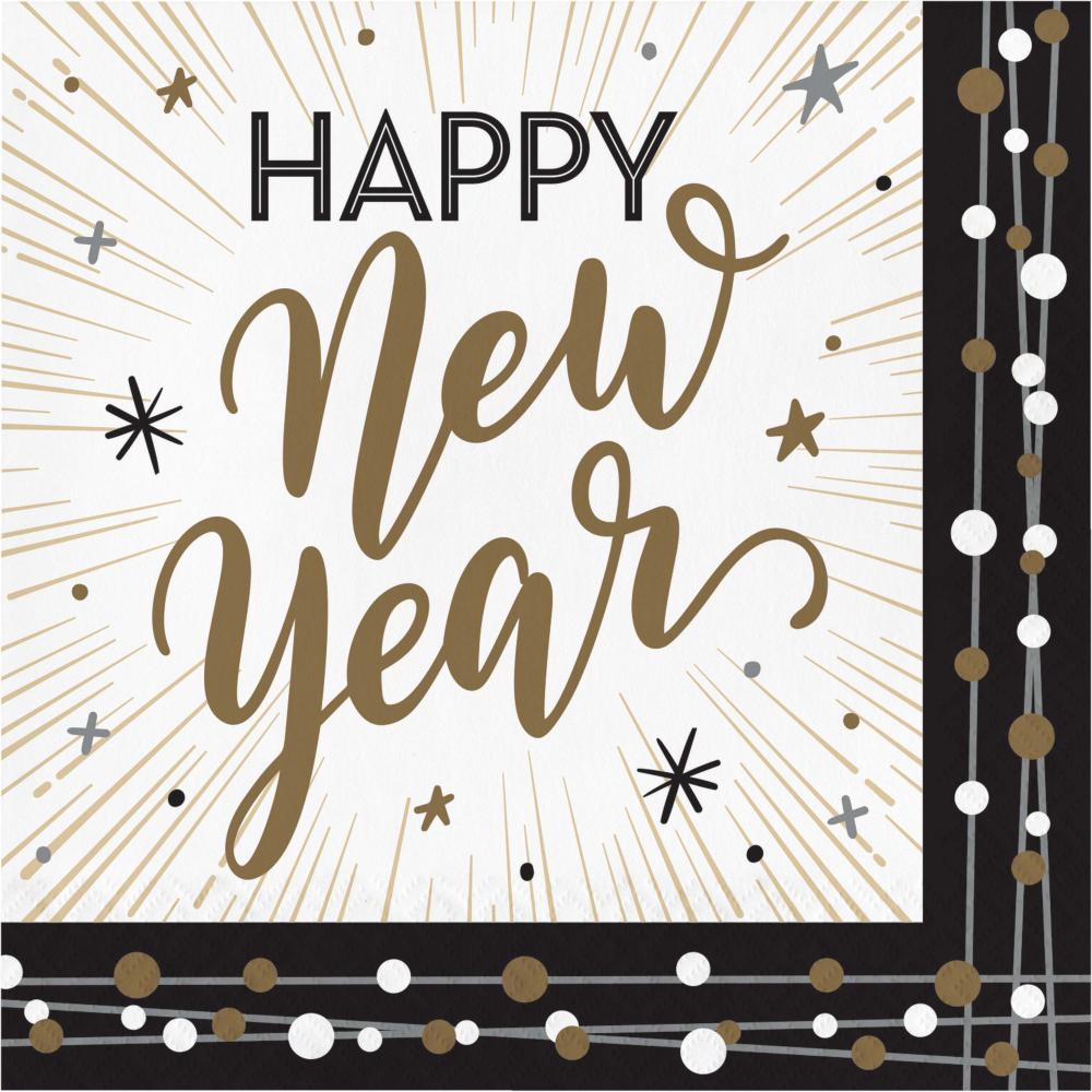 192 pc Bulk New Years Shimmer Paper Luncheon Napkin