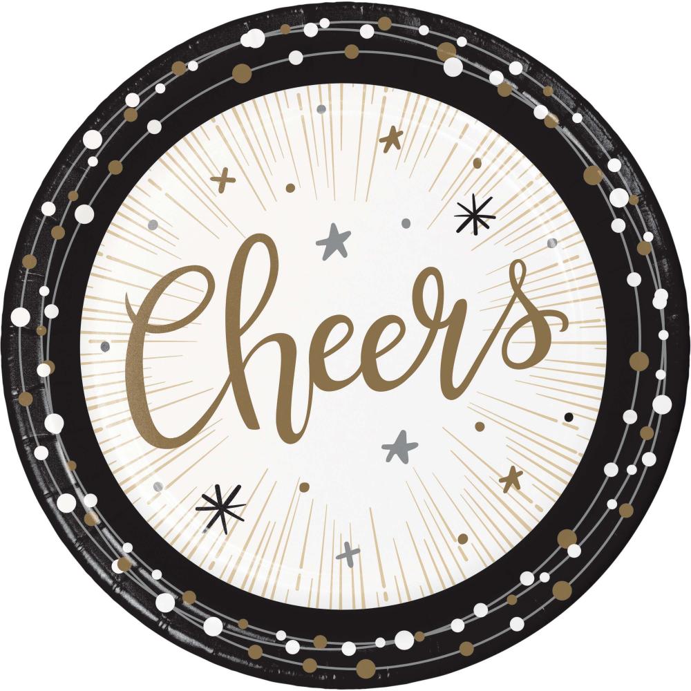 96 pc Bulk New Years Shimmer Paper Dessert Plate