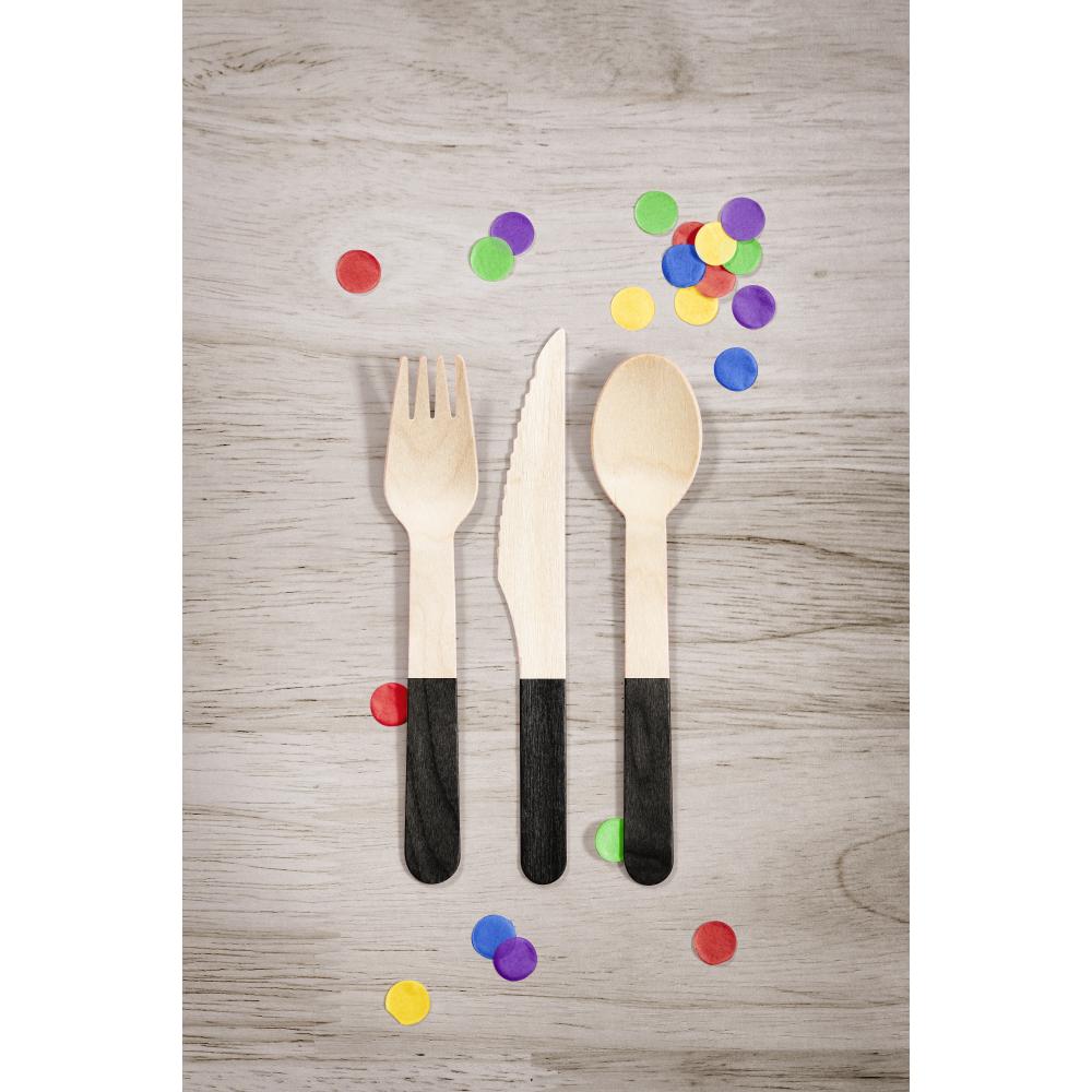 Black Velvet Wooden Cutlery, Assorted (24 per Pkg) by Creative Converting