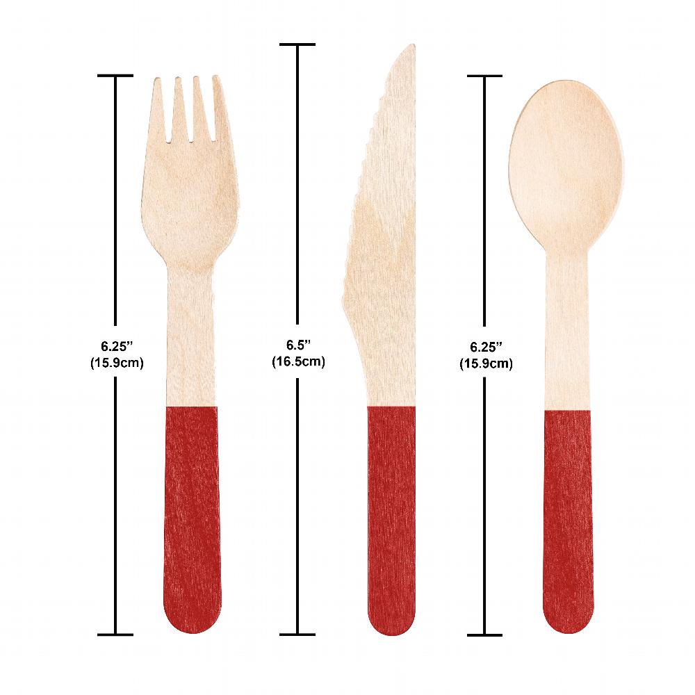 Classic Red Wooden Cutlery, Assorted (24 per Pkg) by Creative Converting