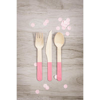 Classic Pink Wooden Cutlery, Assorted (Case of 288) by Creative Converting
