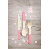 Classic Pink Wooden Cutlery, Assorted (24 per Pkg) by Creative Converting