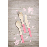 Classic Pink Wooden Cutlery, Assorted (Case of 288) by Creative Converting