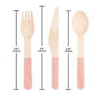 Classic Pink Wooden Cutlery, Assorted (24 per Pkg) by Creative Converting