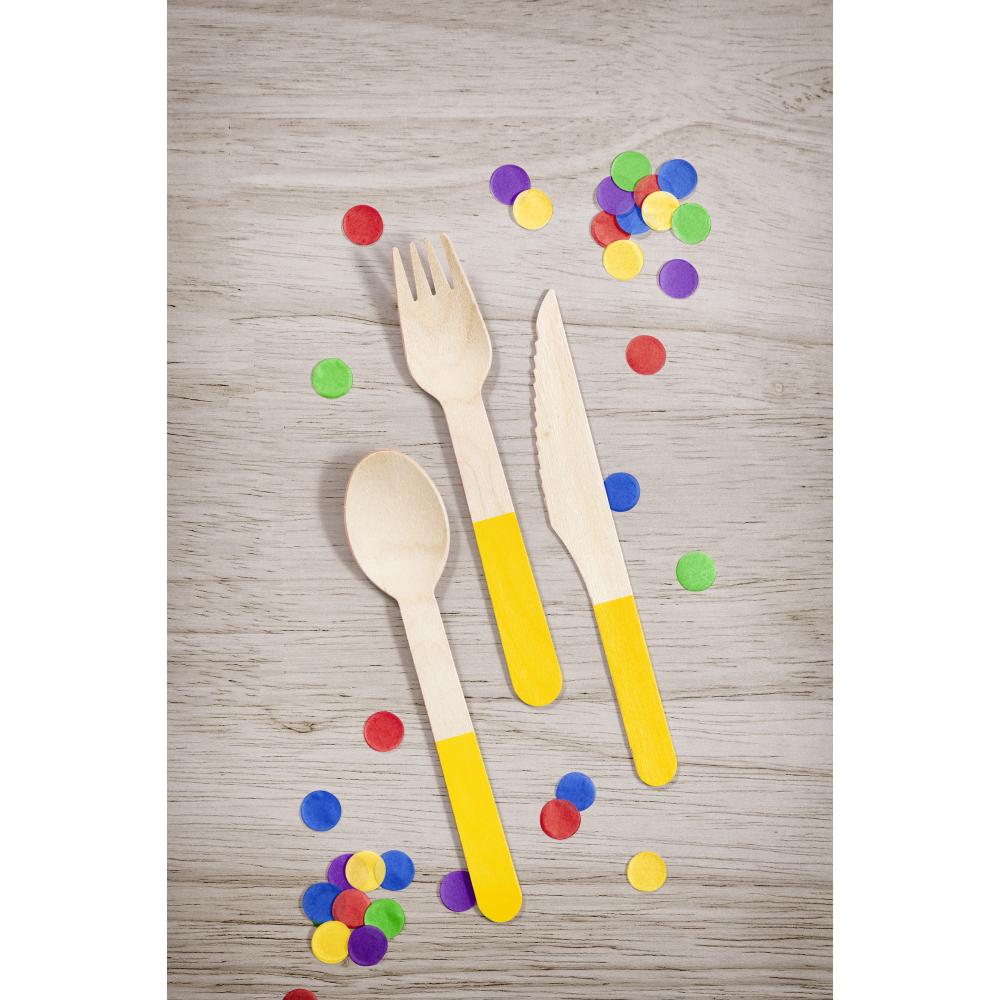 School Bus Yellow Wooden Cutlery, Assorted (24 per Pkg) by Creative Converting