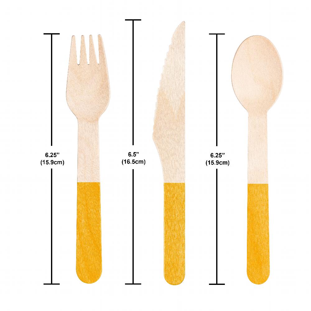 School Bus Yellow Wooden Cutlery, Assorted (24 per Pkg) by Creative Converting