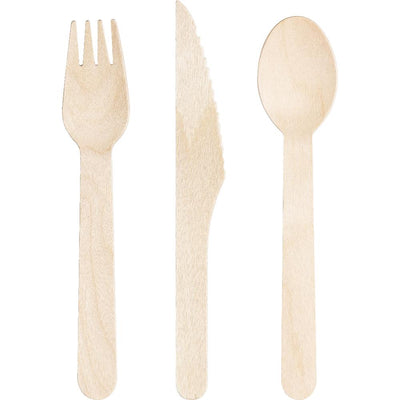 288 pc Bulk Natural Wooden Cutlery, Assorted
