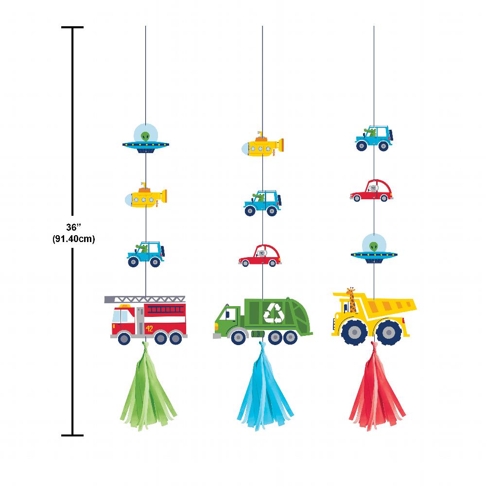 Creative Converting Tractor Time – 5 Hängende Deko-Elemente Für Bauernhof-Party, Bunt