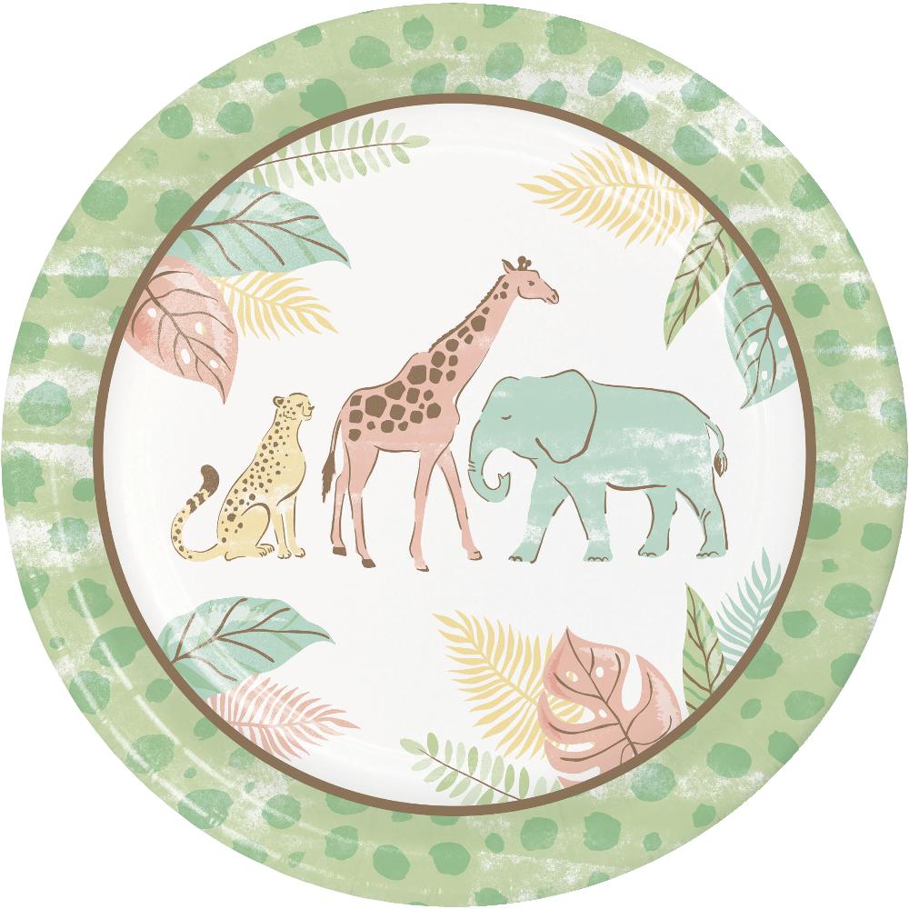 96 pc Bulk Safari Baby Paper Dinner Plate