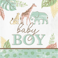 192 pc Bulk Safari Baby Paper Lunch Napkin, Boy