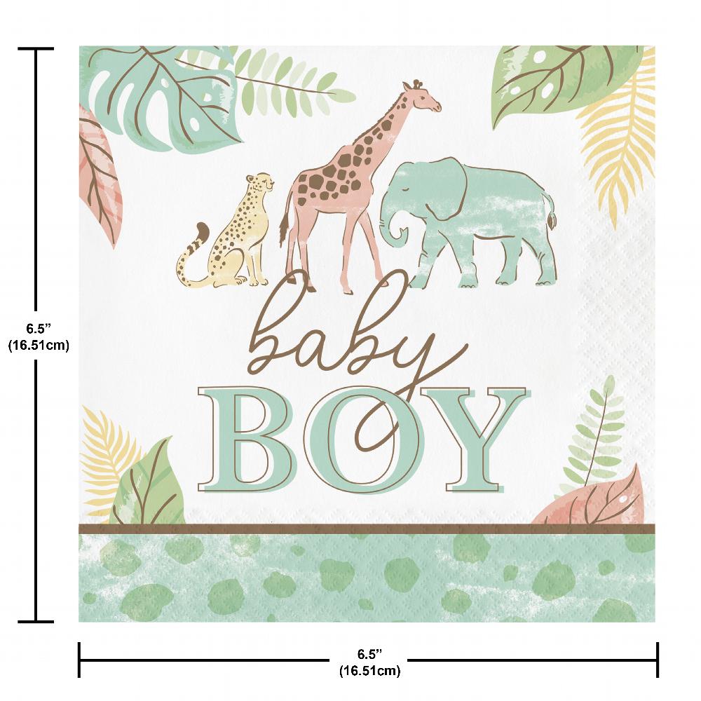 Safari Baby Paper Lunch Napkin, Boy (Case of 192) by Creative Converting