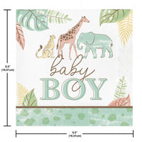 Safari Baby Paper Lunch Napkin, Boy (Case of 192) by Creative Converting