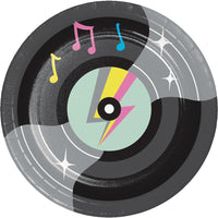 96 pc Bulk Birthday Beats Disco Party Vinyl Record Paper Dessert Plates