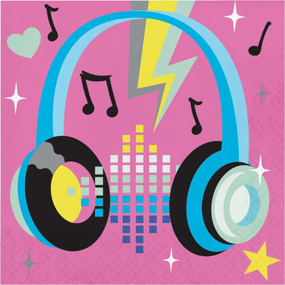 192 pc Bulk Birthday Beats Disco Party Headphone Napkins