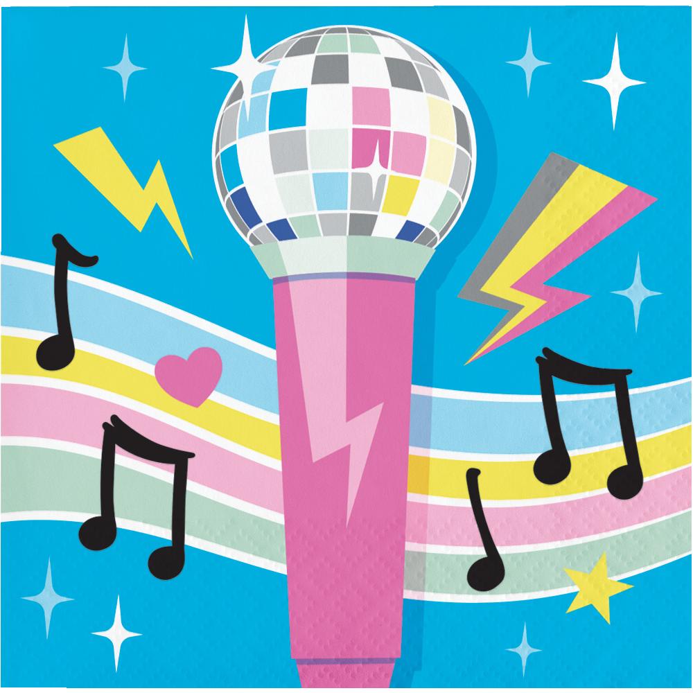 192 pc Bulk Birthday Beats Disco Party Microphone Paper Beverage Napkins