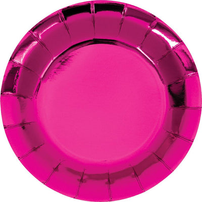 96 pc Bulk Pink Paper Dessert Plate, Foil
