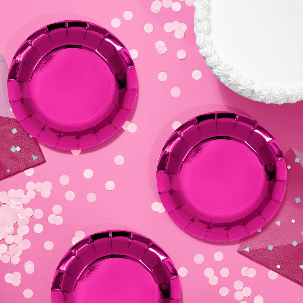 Pink Paper Dessert Plate, Foil (Case of 96) by Creative Converting