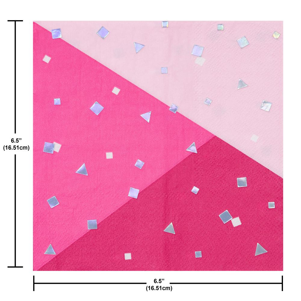 Pink Party Lunch Napkin, Foil (16 per Pkg)