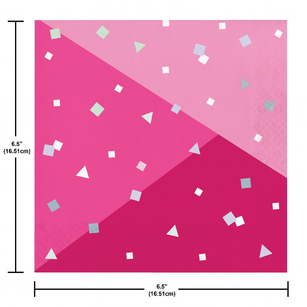Pink Paper Lunch Napkin, Foil (Case of 192) by Creative Converting