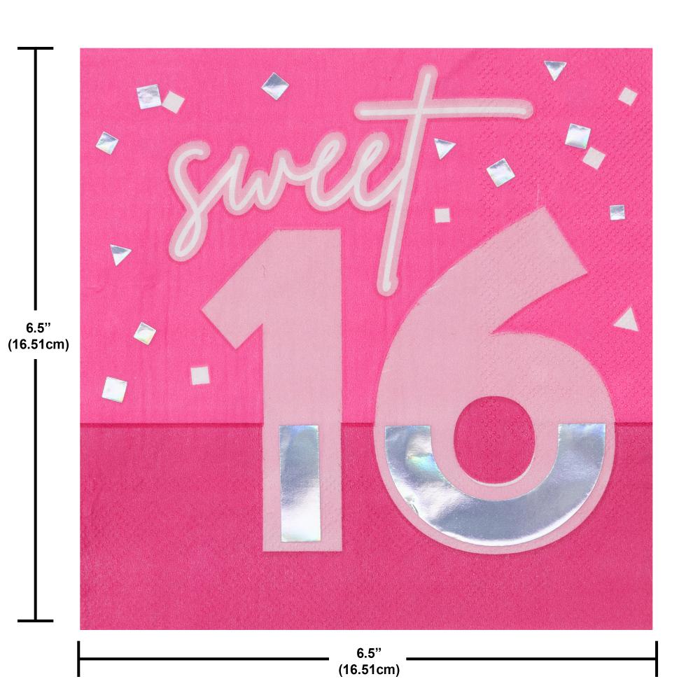 Pink Paper Lunch Napkin, Foil, 16 (Case of 192) by Creative Converting