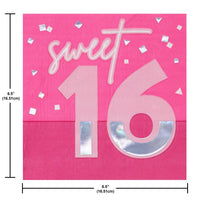 Pink Party Lunch Napkin, Foil, 16 (16 per Pkg)