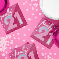 Pink Party Lunch Napkin, Foil, 21 (16 per Pkg)