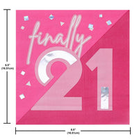 Pink Party Lunch Napkin, Foil, 21 (16 per Pkg)