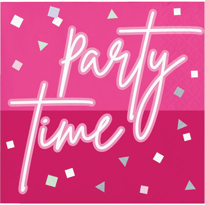 192 pc Bulk Pink Paper Beverage Napkin, Foil