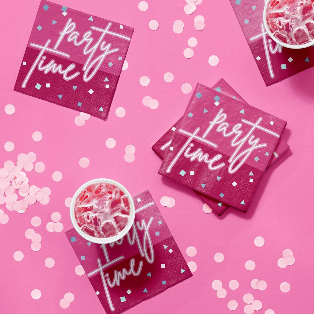 Pink Party Beverage Napkin, Foil (16 per Pkg) by Creative Converting