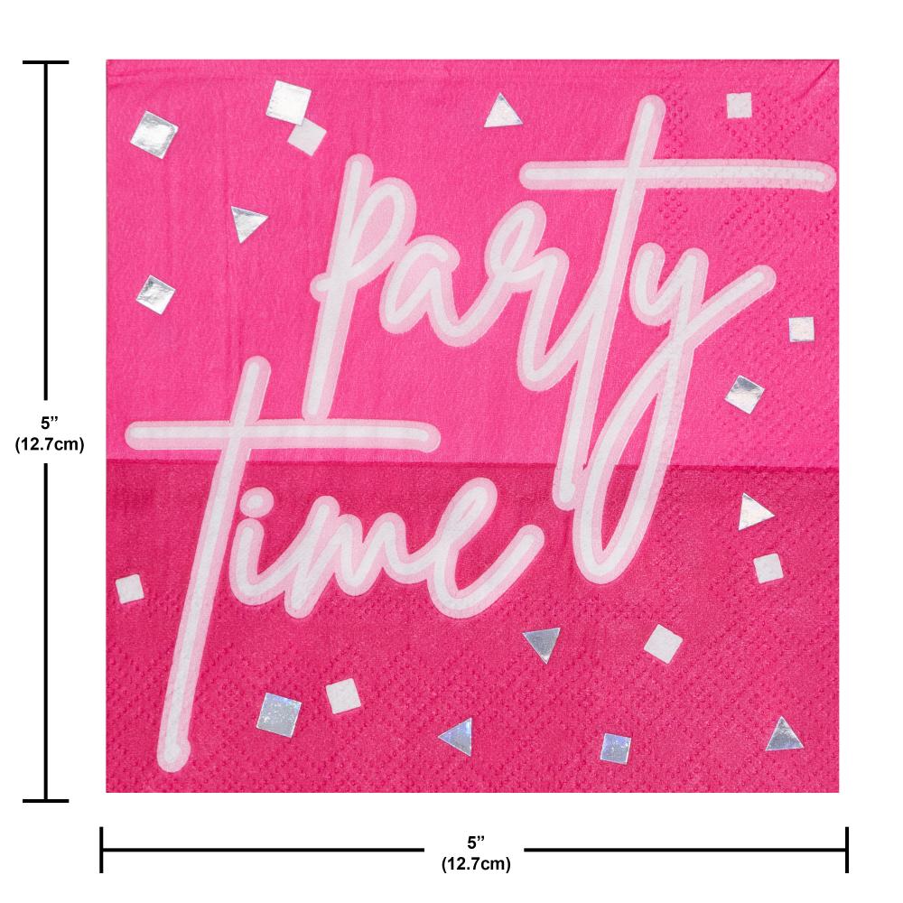 Pink Party Beverage Napkin, Foil (16 per Pkg) by Creative Converting