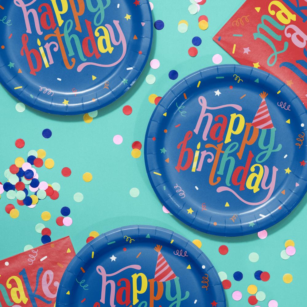 Hats Off Birthday Paper Dinner Plate (Case of 96) by Creative Converting