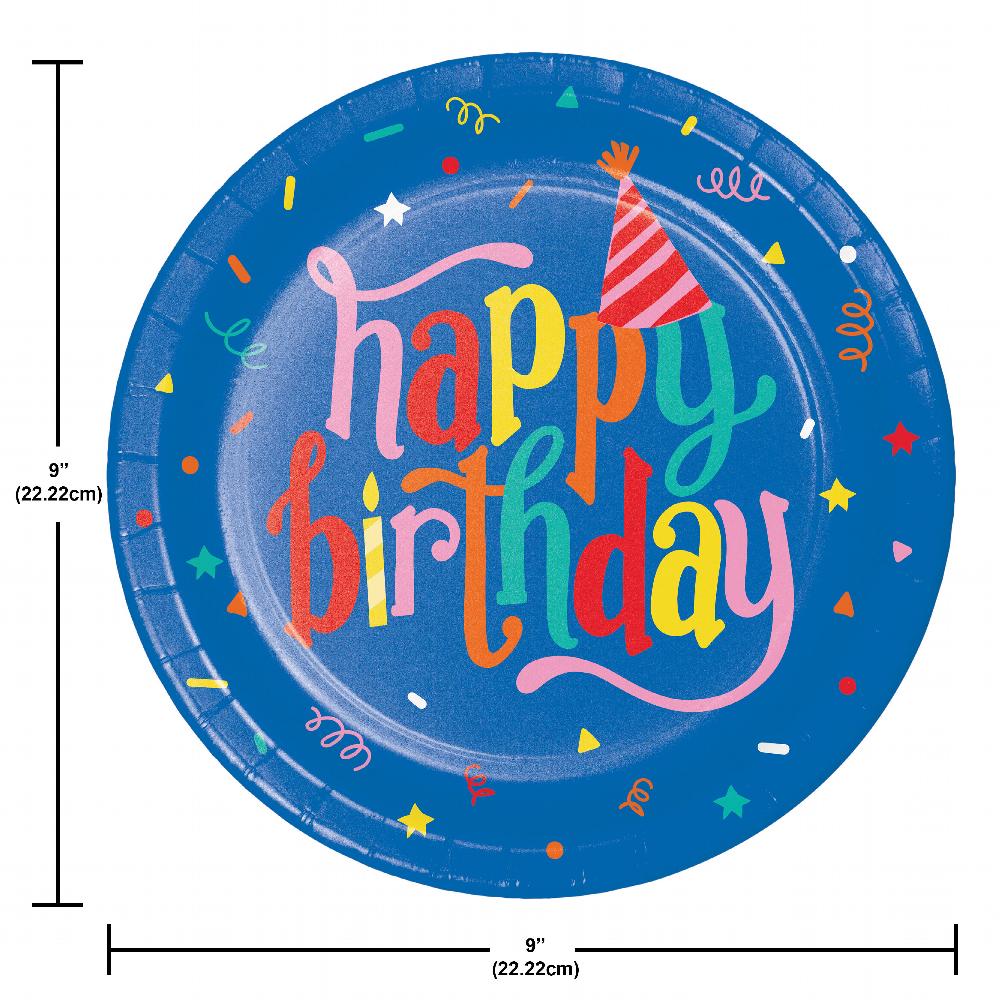 Hats Off Birthday Paper Dinner Plate (Case of 96) by Creative Converting