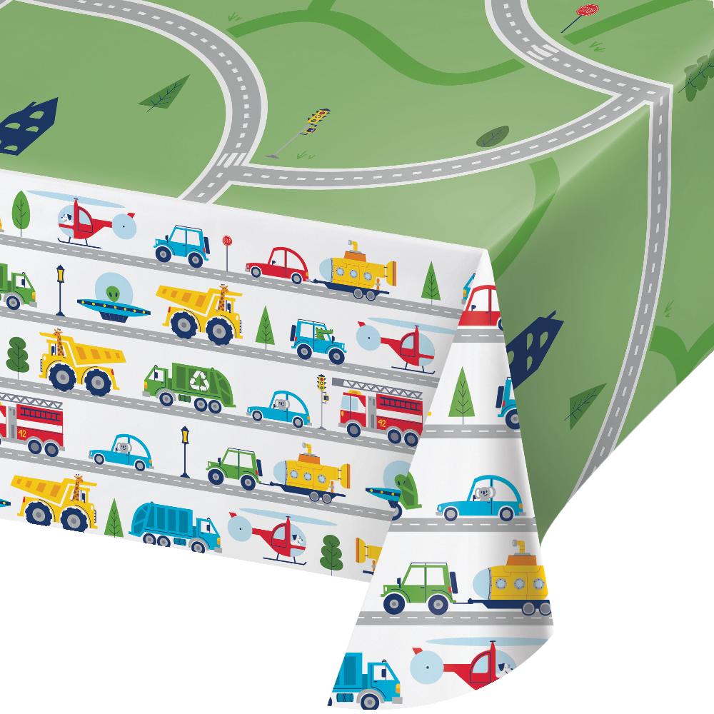 6 pc Bulk Transportation Time City Life Paper Tablecloths