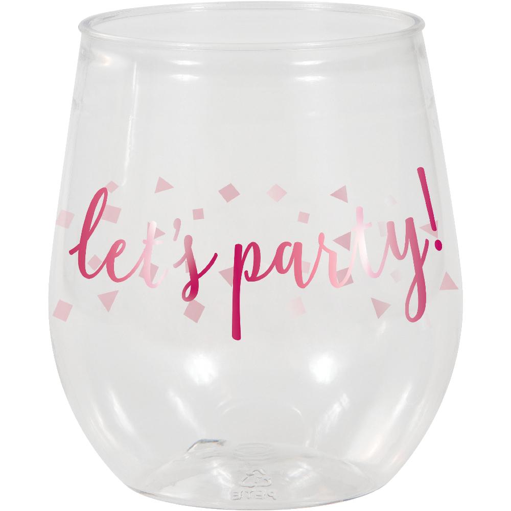 6 pc Bulk Pink 14oz Stemless Wine Glass