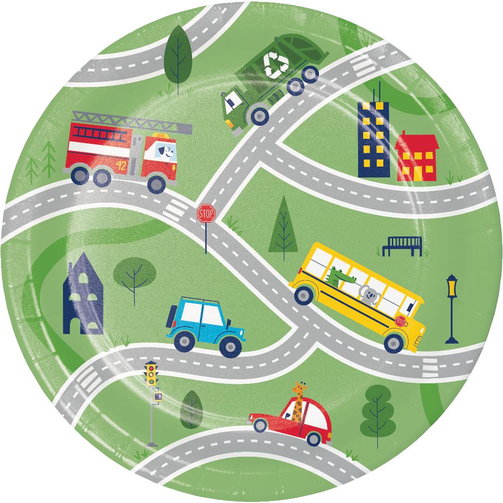 96 pc Bulk Transportation Time City Life Dessert Plates