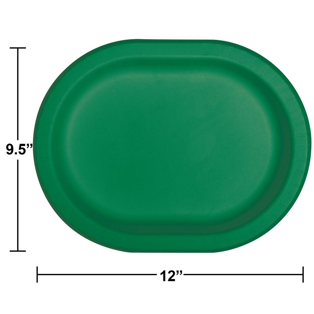 Emerald Green Paper Oval Platter (Case of 96) by Creative Converting