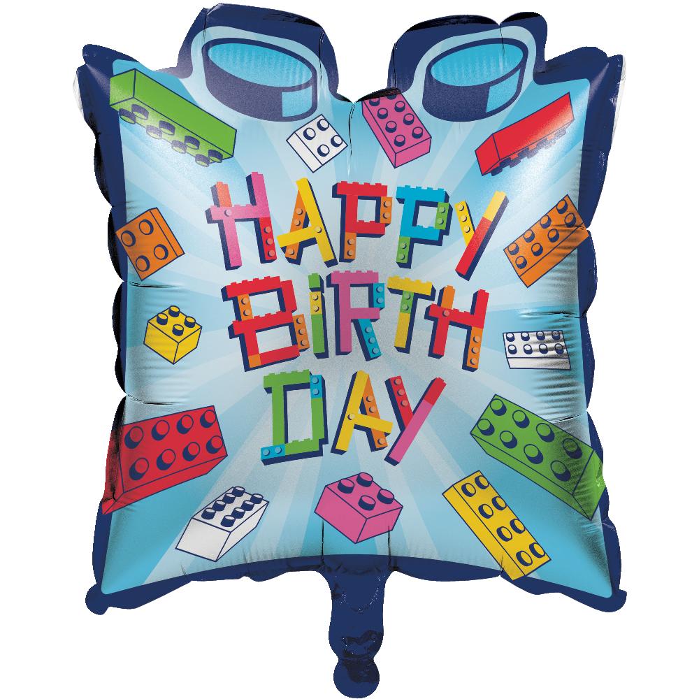 10 pc Bulk Block Bash "Happy Birthday" Toy Blocks Balloons