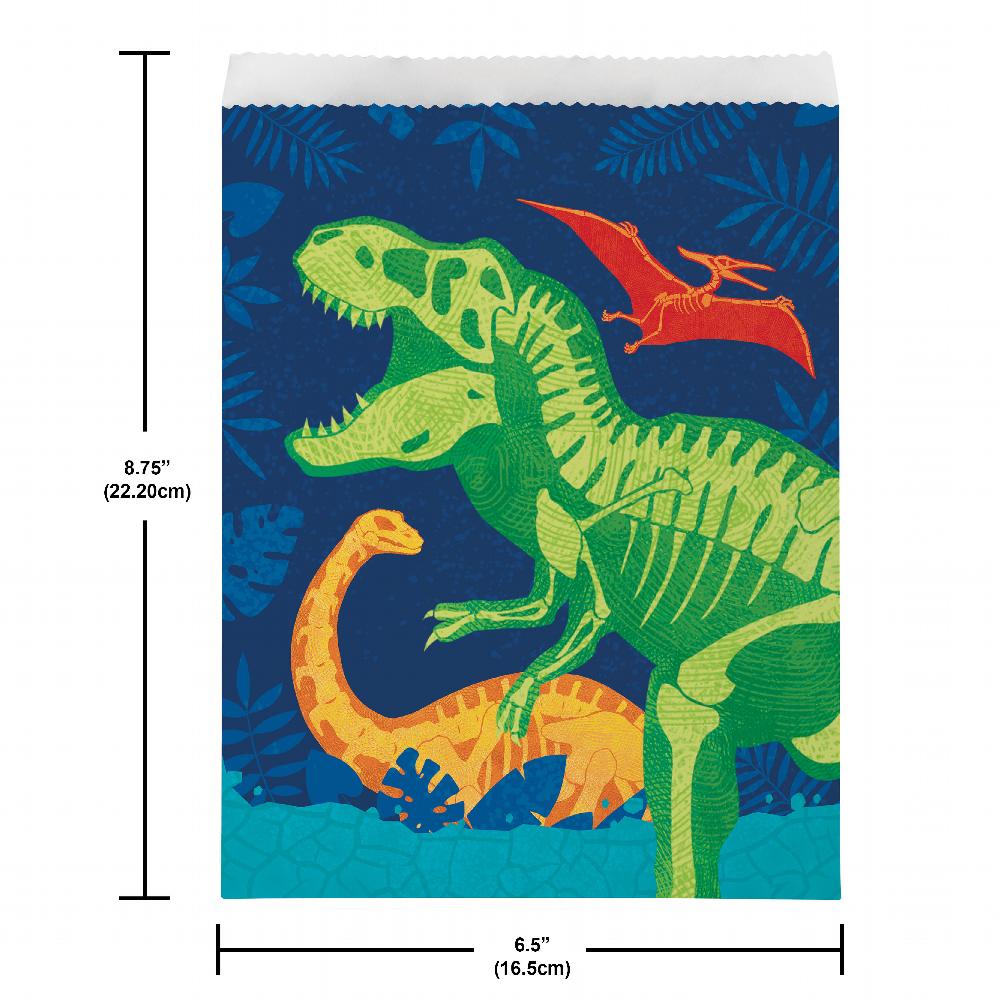 Dino Dig Paper Treat Bags, Large (8 per Pkg) by Creative Converting
