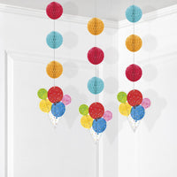Confetti Balloons Hanging Cutouts w/ Honeycomb (3/Pkg)