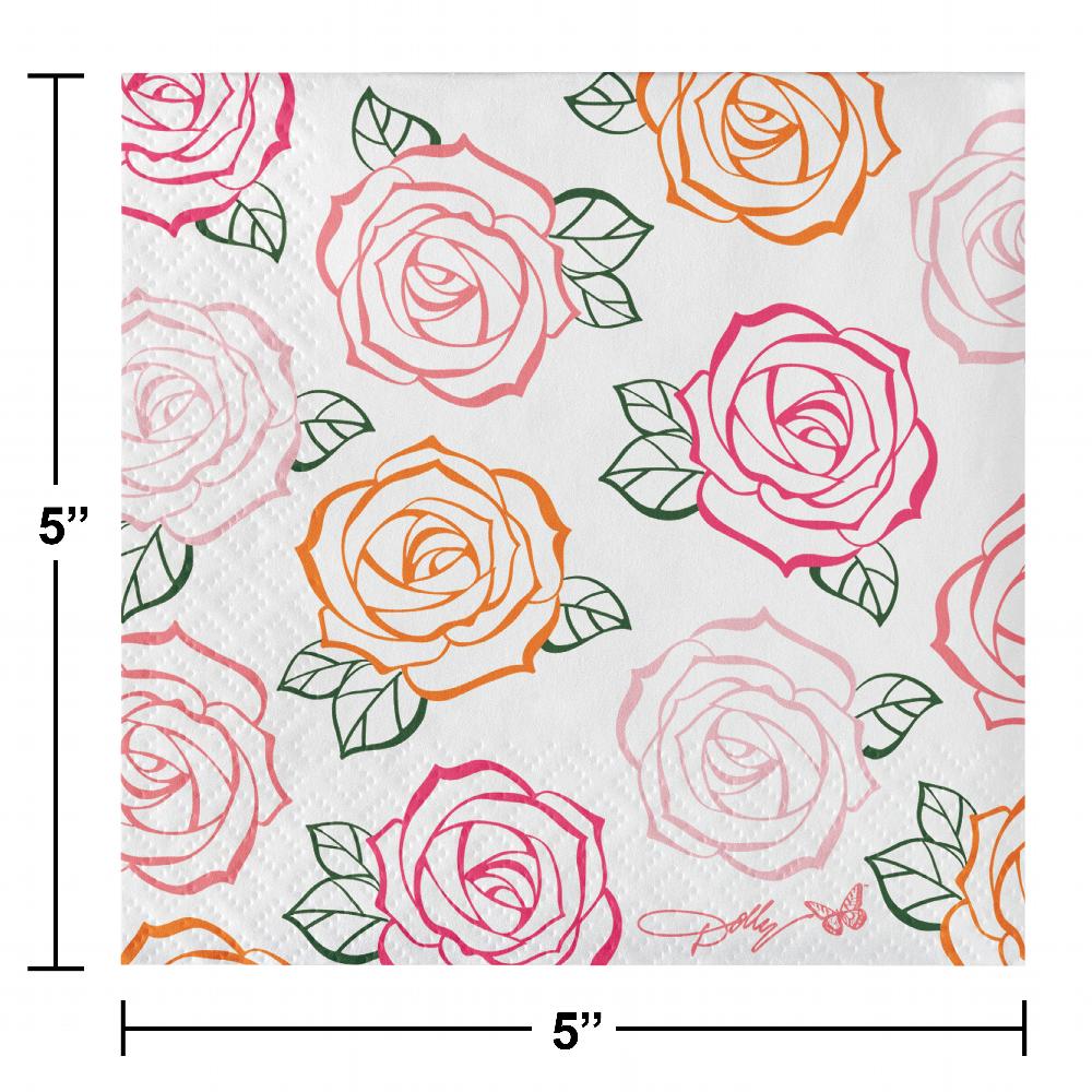 Dolly Parton I Beg Your Parton "Be a Dolly" Rose Paper Beverage Napkins (Case of 192) by Creative Converting