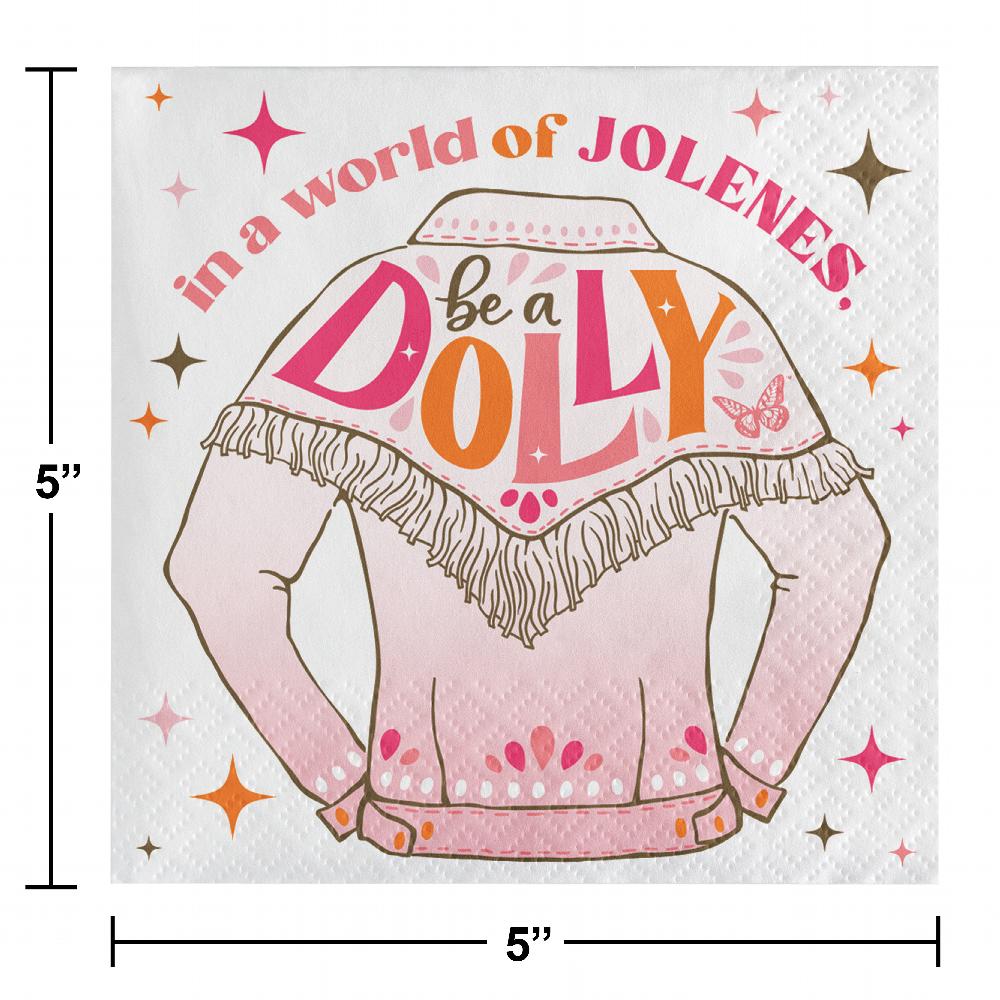 Dolly Parton I Beg Your Parton "Be a Dolly" Rose Paper Beverage Napkins (Case of 192) by Creative Converting