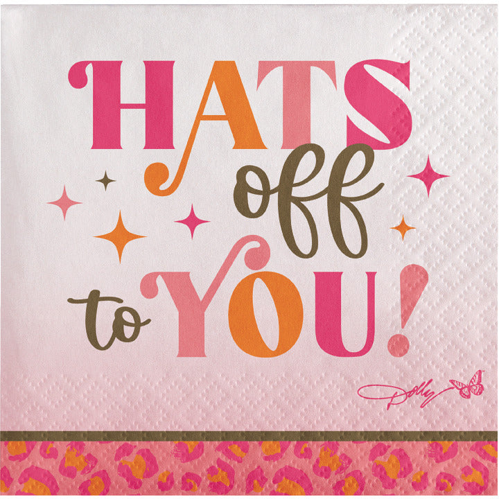 192 pc Bulk Dolly Parton I Beg Your Parton "Hats Off to You" Paper Beverage Napkins